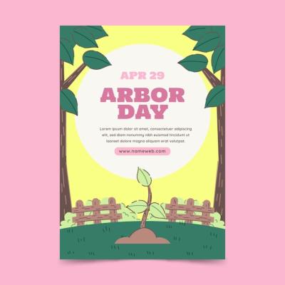 Hand Drawn Flat Arbor Day Poster – Free Download