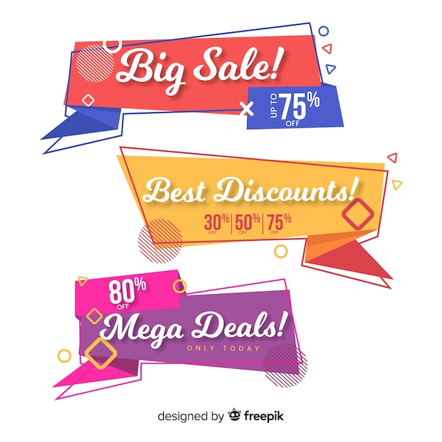 Colorful Origami Sale Banner Set – Free Download