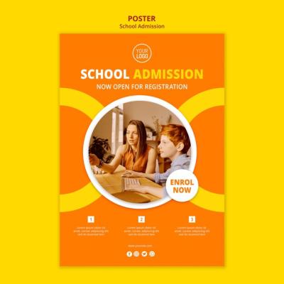 School Admission Concept Poster Template for Free Download