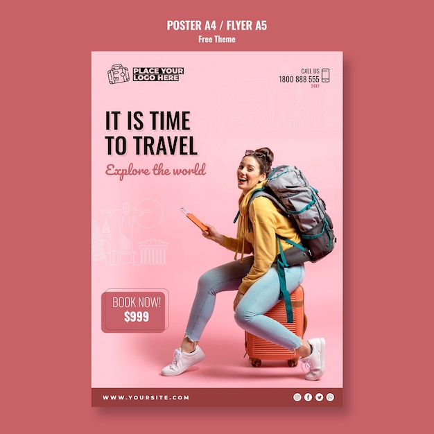 Time to Travel Poster Template with Photo – Free Download