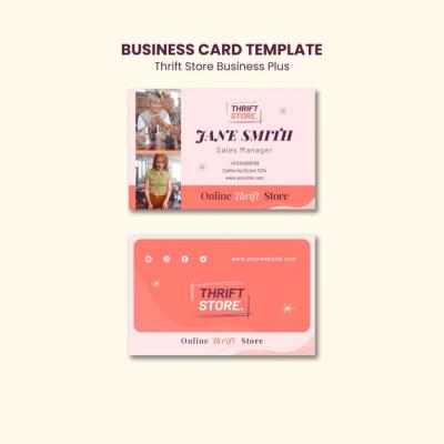 Flat Design Thrift Store Business Card Template – Free Download