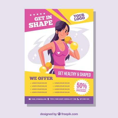 Purple Gym Flyer Template Featuring a Woman – Free to Download