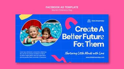 World Children’s Day Facebook Template in Flat Design – Free Download