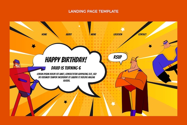 Gradient Halftone Birthday Landing Page Template – Free Download