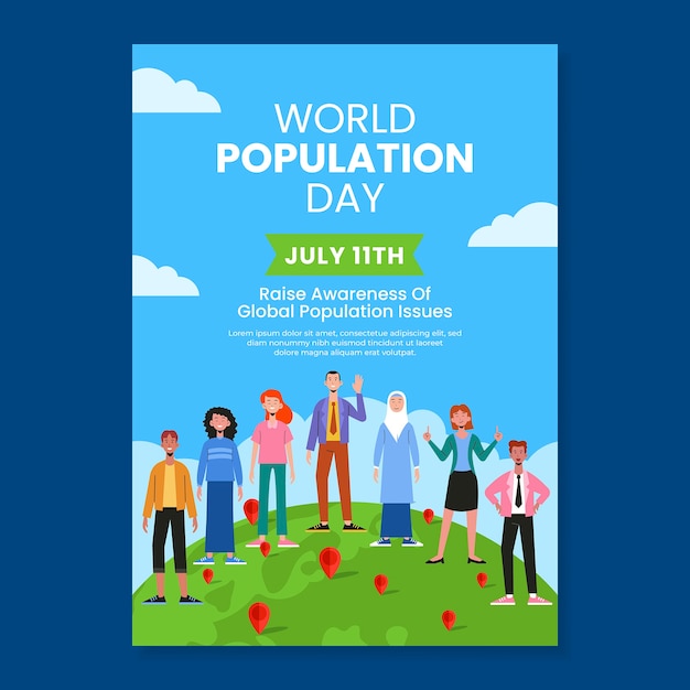 Vertical Poster Template for World Population Day Awareness – Free Download