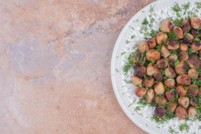 Meat Stuffings on a White Plate with Fresh Herbs – Free Stock Photo for Download