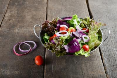 Fresh Vegetable Salad in a Bowl with Rustic Wooden Background – Free Download