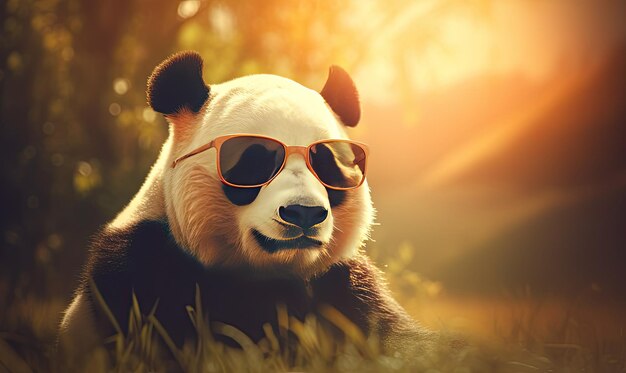 Funny Panda Bear with Sunglasses in Nature – Free Stock Photo Download