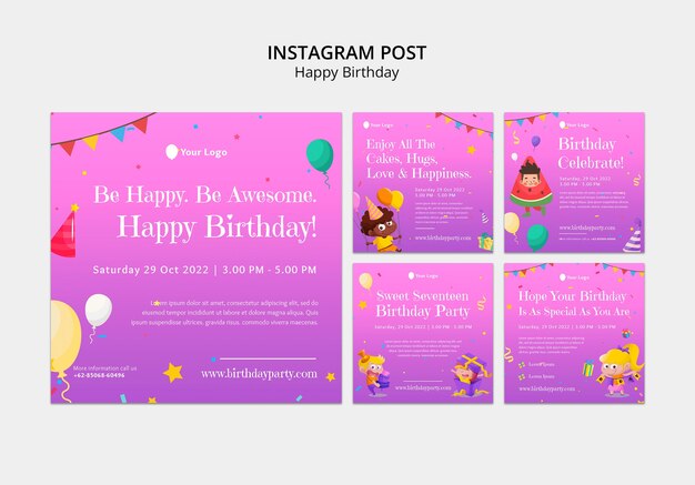 Instagram Post Collection for Birthday Party Celebrations – Download Free Stock Photos