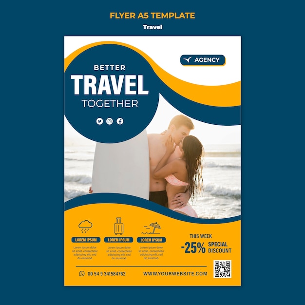 Travel Flyer Template in Flat Design – Free Download