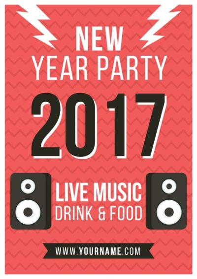 New Year Poster Design Featuring Zig Zag Lines Background – Free Download