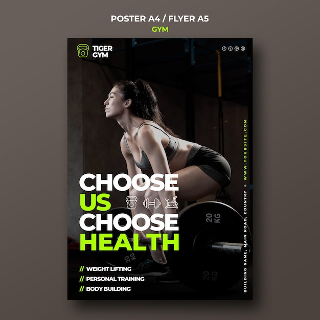 Gym Poster Design Template – Download Free Stock Photo