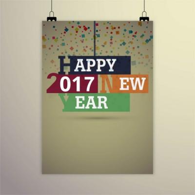 Happy New Year 2017 Poster with Confetti – Free Download