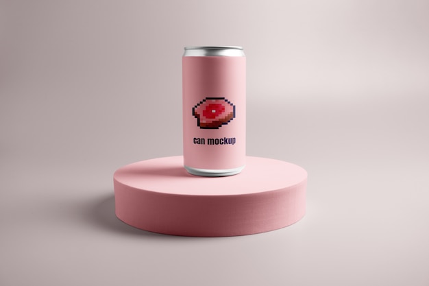 8-Bit Packaging Mockup of a Drinking Can – Free to Download