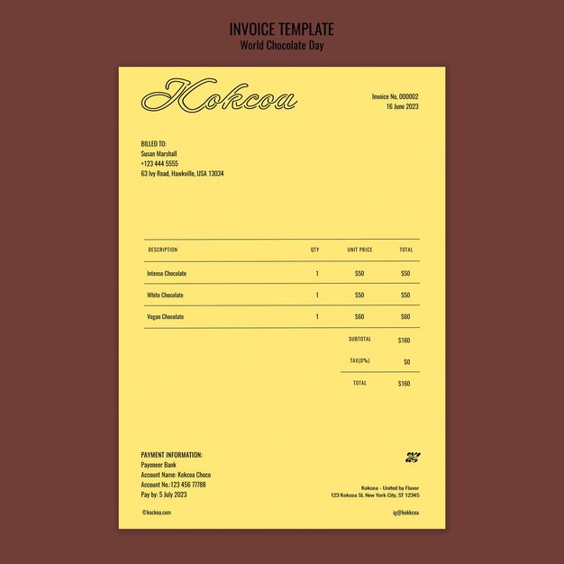 World Chocolate Day Celebration Invoice Template – Free Download