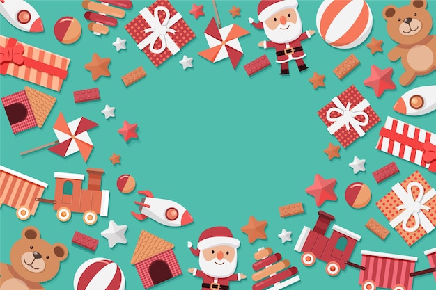 Flat Design Christmas Toys Background – Free Download