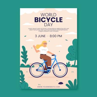 Hand Drawn World Bicycle Day Poster – Free Stock Photo for Download