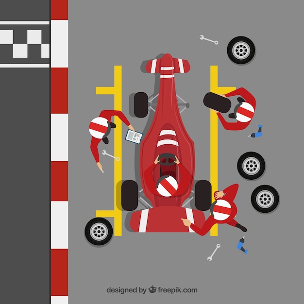 Flat Design Formula 1 Pit Stop Workers – Free Download