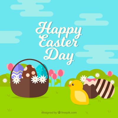 Happy Easter Day Background in Flat Style – Free Download