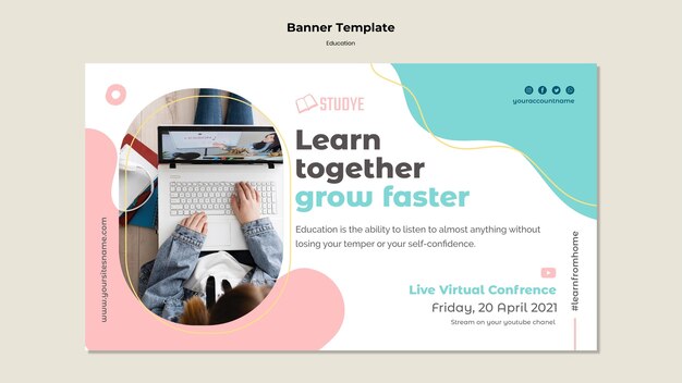 Horizontal Banner Template for Education – Free Download