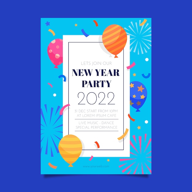 Hand Drawn Flat New Year Party Flyer Template – Free Download