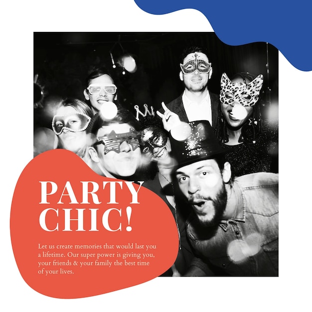 Party Chic Ad Template PSD for Event Organizing Social Media Post – Free Download