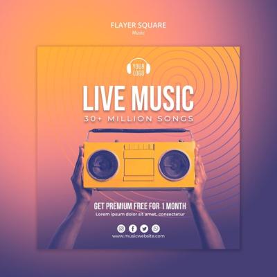 Music Concept Flyer Square Template – Free Download