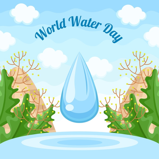 Flat World Water Day Illustration – Free Download