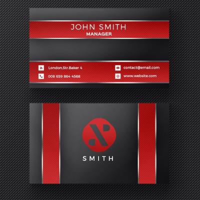 Professional Red and Black Business Card Design – Free Download