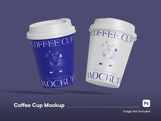 Front View Coffee Cup Floating Isolated Mockup PSD – Free to Download