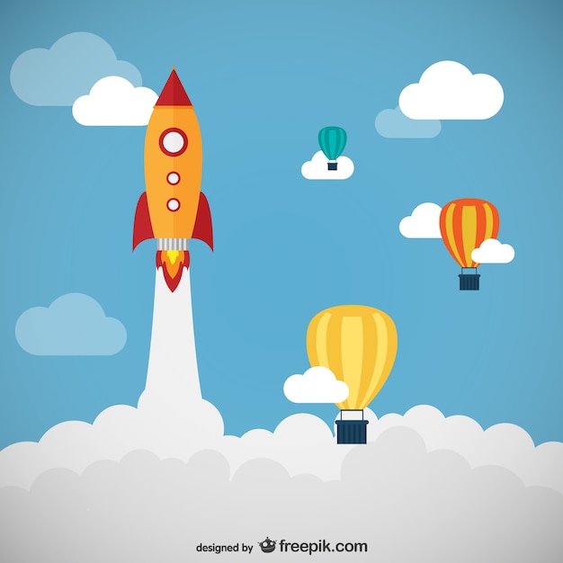 Rocket and Balloons Vector – Free Download