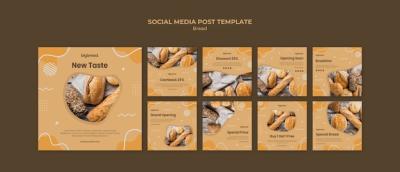 Bread Concept Social Media Post Template – Download Free Stock Photo