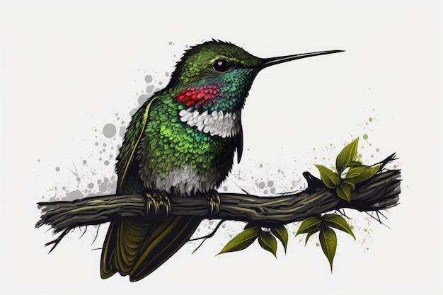 Fiery-Throated Hummingbird on a Mossy Branch in Costa Rica – Free Download