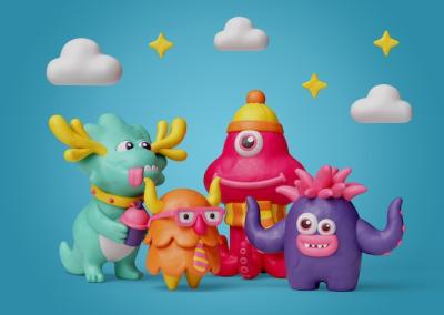 3D Still Life of Monsters – Free Download