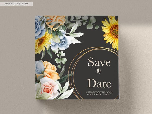 Vintage Watercolor Spring Flower Wedding Invitation Card Set – Free Download