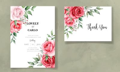 Beautiful Watercolor Flower Wedding Invitation Card – Free Download