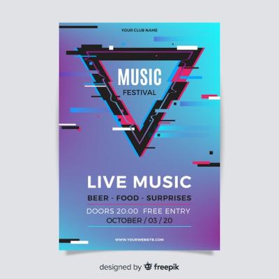 Glitch Music Festival Poster Template – Free Download