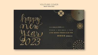 Stunning Golden New Year 2023 YouTube Cover – Download Free Stock Photo