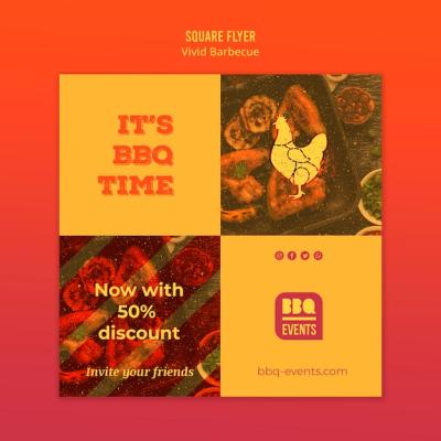 Barbecue Concept Square Flyer Template – Free Download