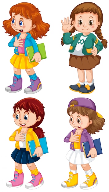 Cute Girl Character Vector Templates – Free Download