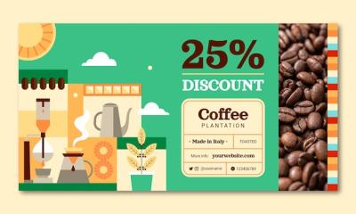 Flat Design Coffee Plantation Facebook Discount – Free Download for Stunning Promotions