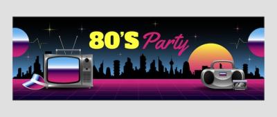 80s Party Celebration Twitter Header Template – Free Download