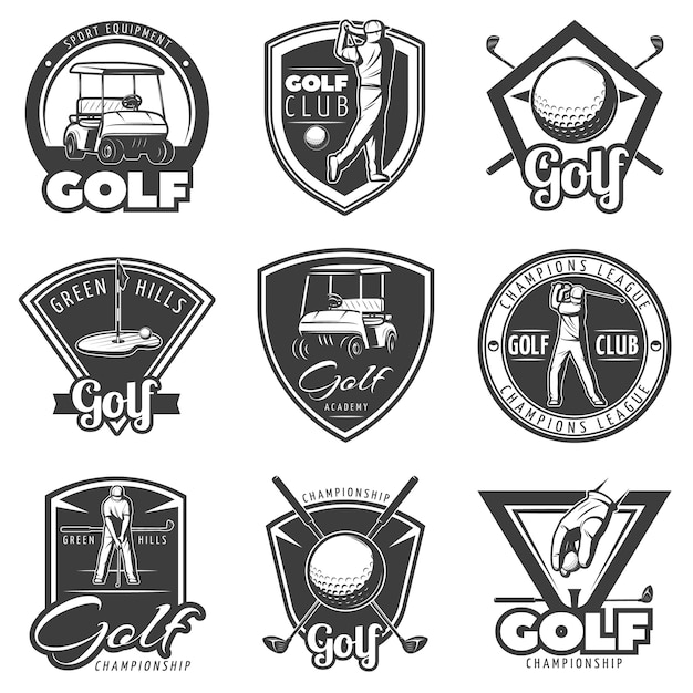 Vintage Golf Badges Set – Free Download