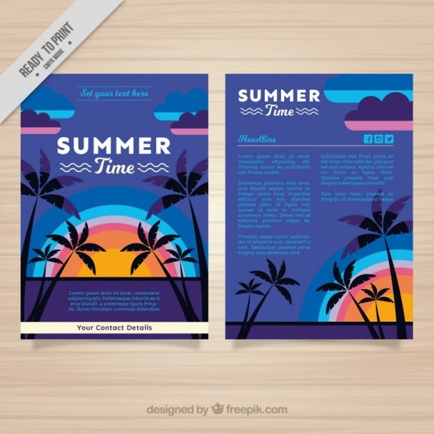 Summer Flyer Template Featuring Palm Trees and Sunset – Free to Download