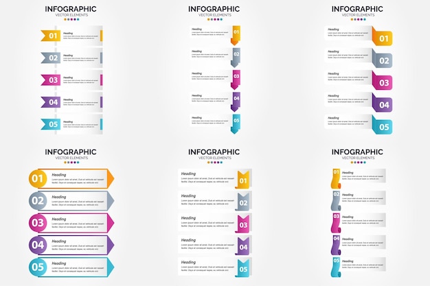 Vector Illustration of 5 Steps Infographics Flat Design for Advertising Brochures and Flyers – Free Download