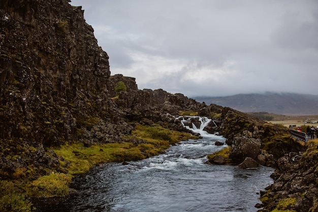 Scenic View of Waterfall Against Sky – Free Download