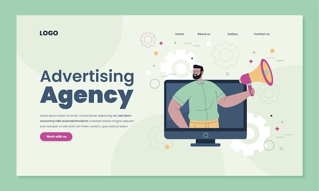 Flat Design Advertising Agency Landing Page Template – Free Download