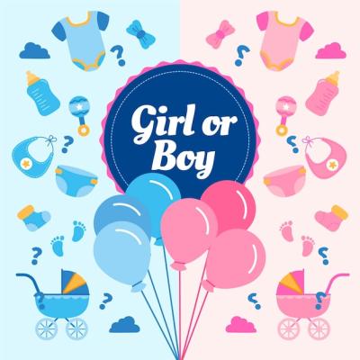 Flat Gender Reveal Concept Illustration – Free Download