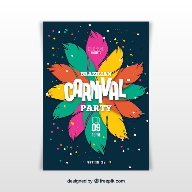 Flat Brazilian Carnival Party Flyer Poster – Free Download