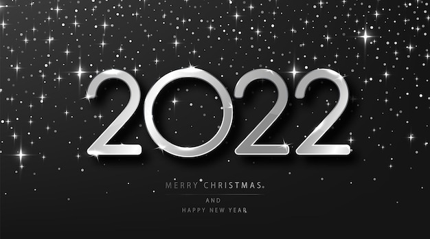 Silver 2022 Christmas and New Year Vector Illustration – Free Download